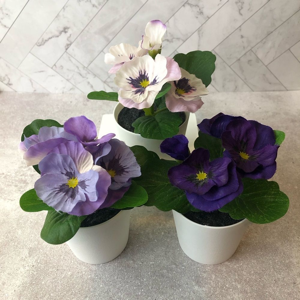 IKEA FEJKA Artificial Potted Plant Set – Pansy Flower Mix (Set of 3)